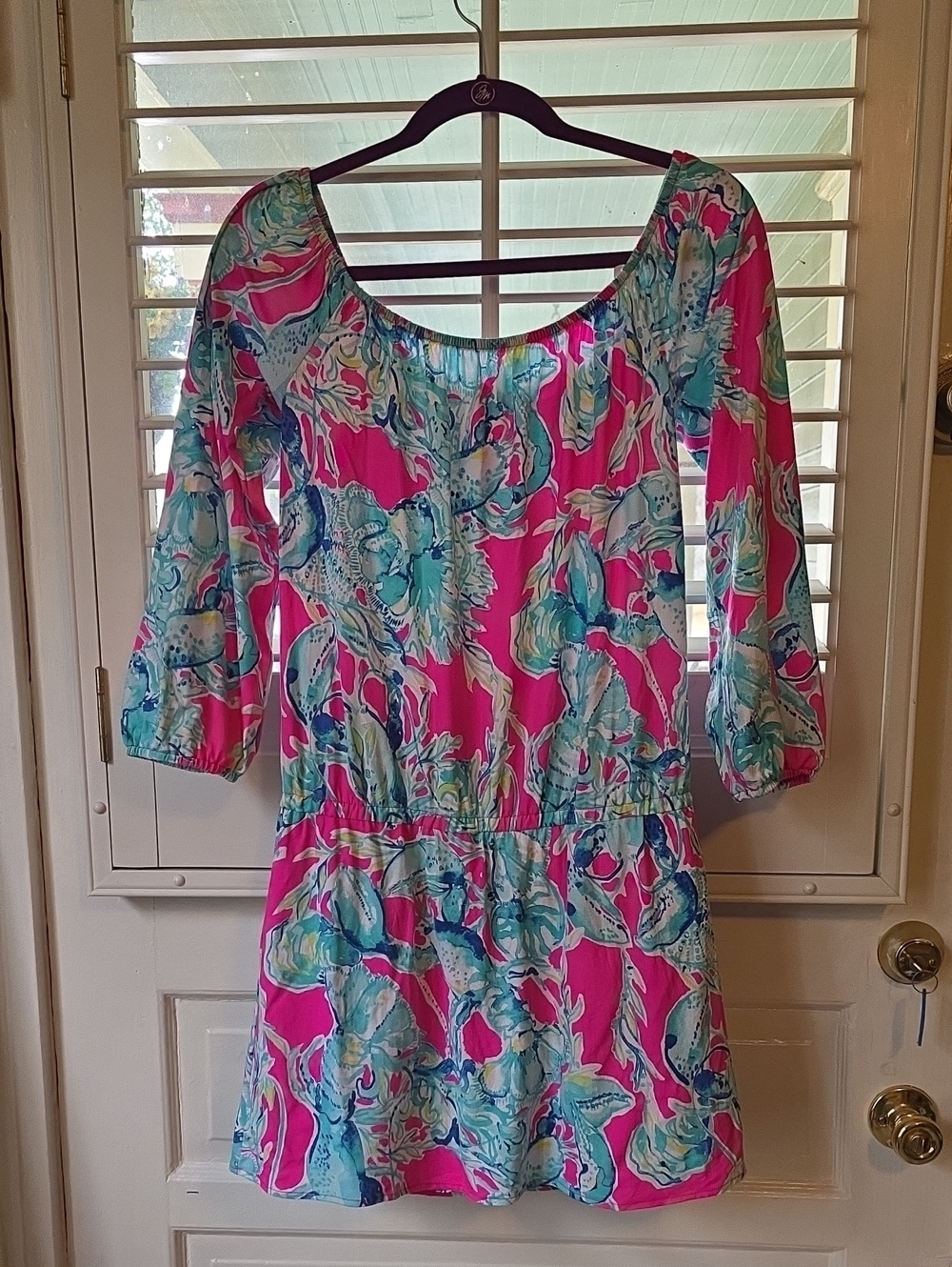 Lilly Pulitzer Pink and Aqua Floral Mini Dress With Built In Shorts